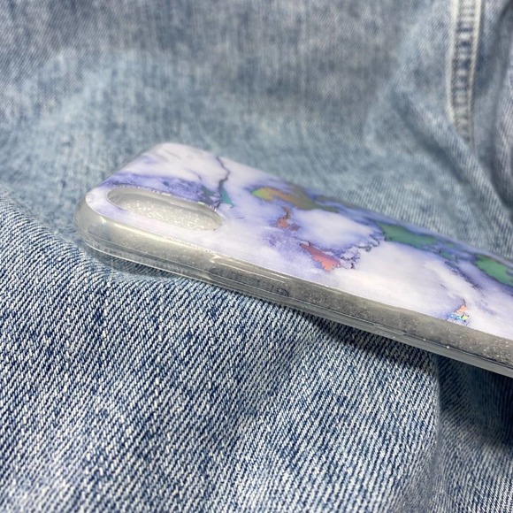 iPhone 6s Plus Case Blue Purple Metallic Marble Cover NEW Silicone Glossy - Picture 4 of 5